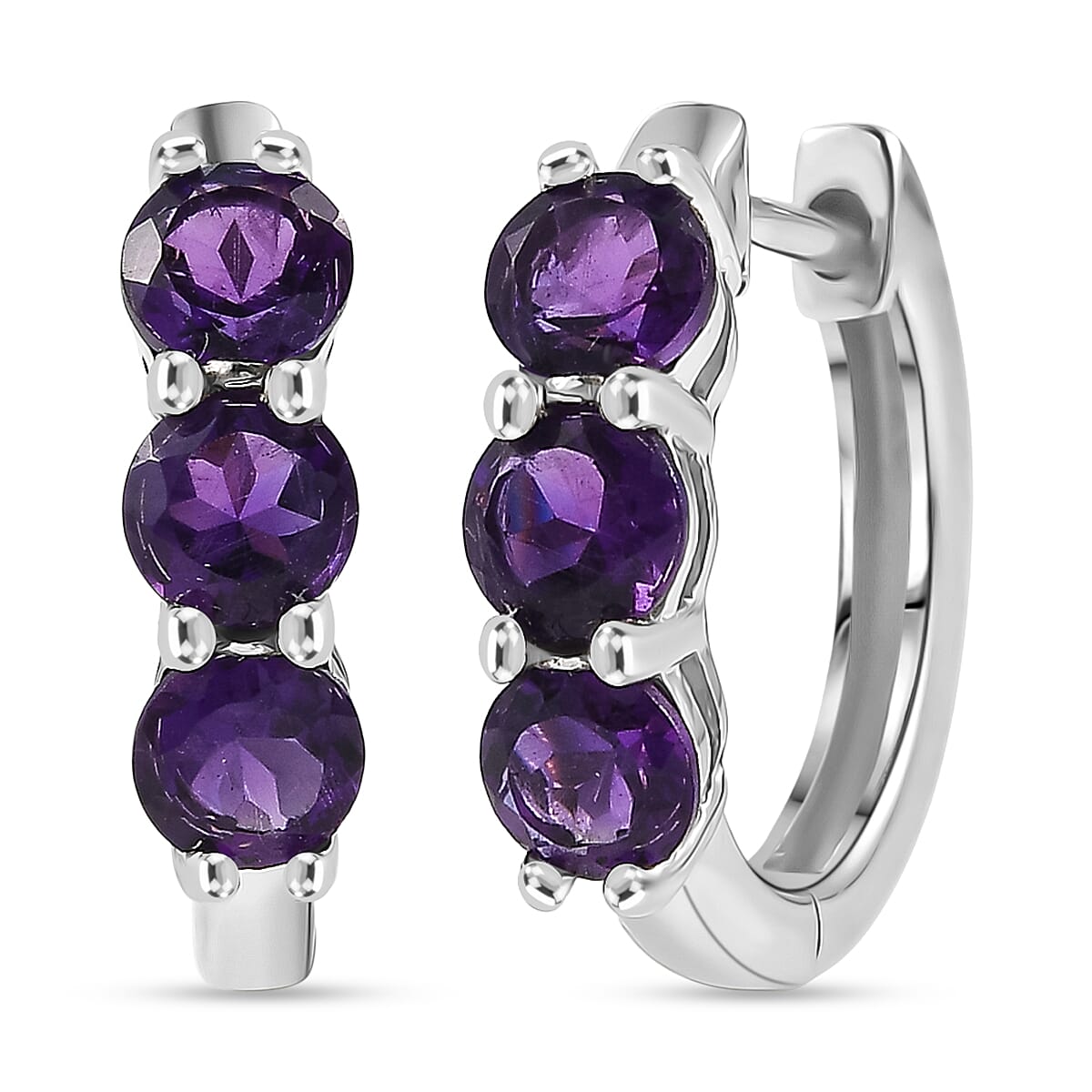 D'Joy AAA African Amethyst Full Hoop Earring in Platinum Overlay Sterling Silver 1.44 Ct. 8473984 0