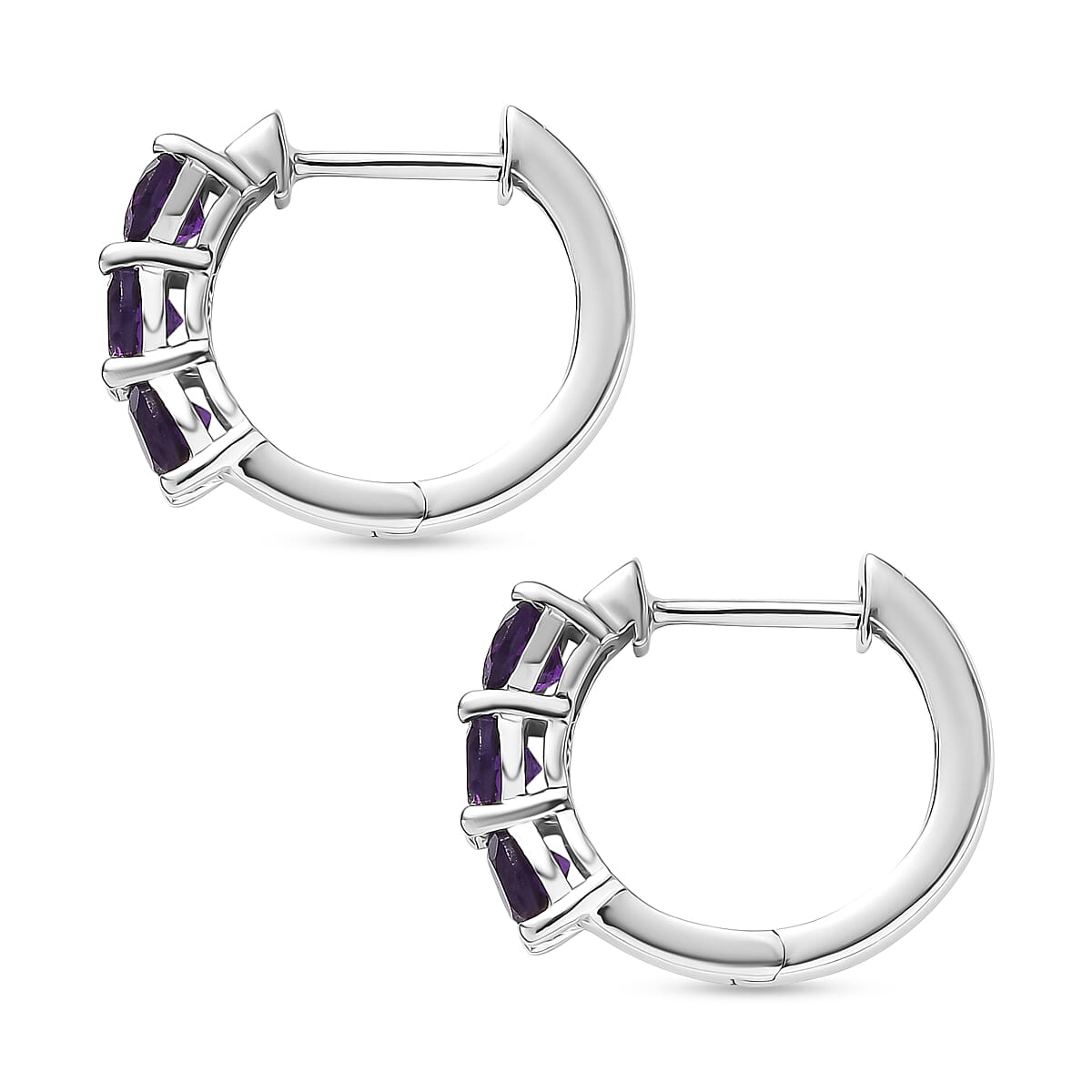 D'Joy AAA African Amethyst Full Hoop Earring in Platinum Overlay Sterling Silver 1.44 Ct. 8473984 4
