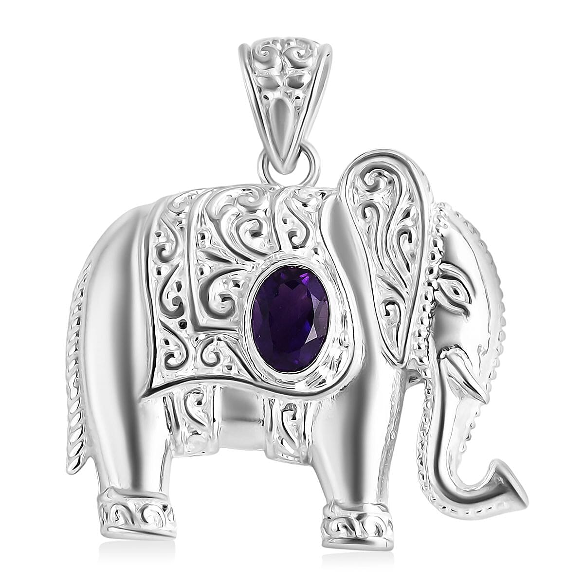Bali Legacy African Amethyst Elephant Pendant Sterling Silver, Silver Wt. 6.27 Gms. 8285687 0