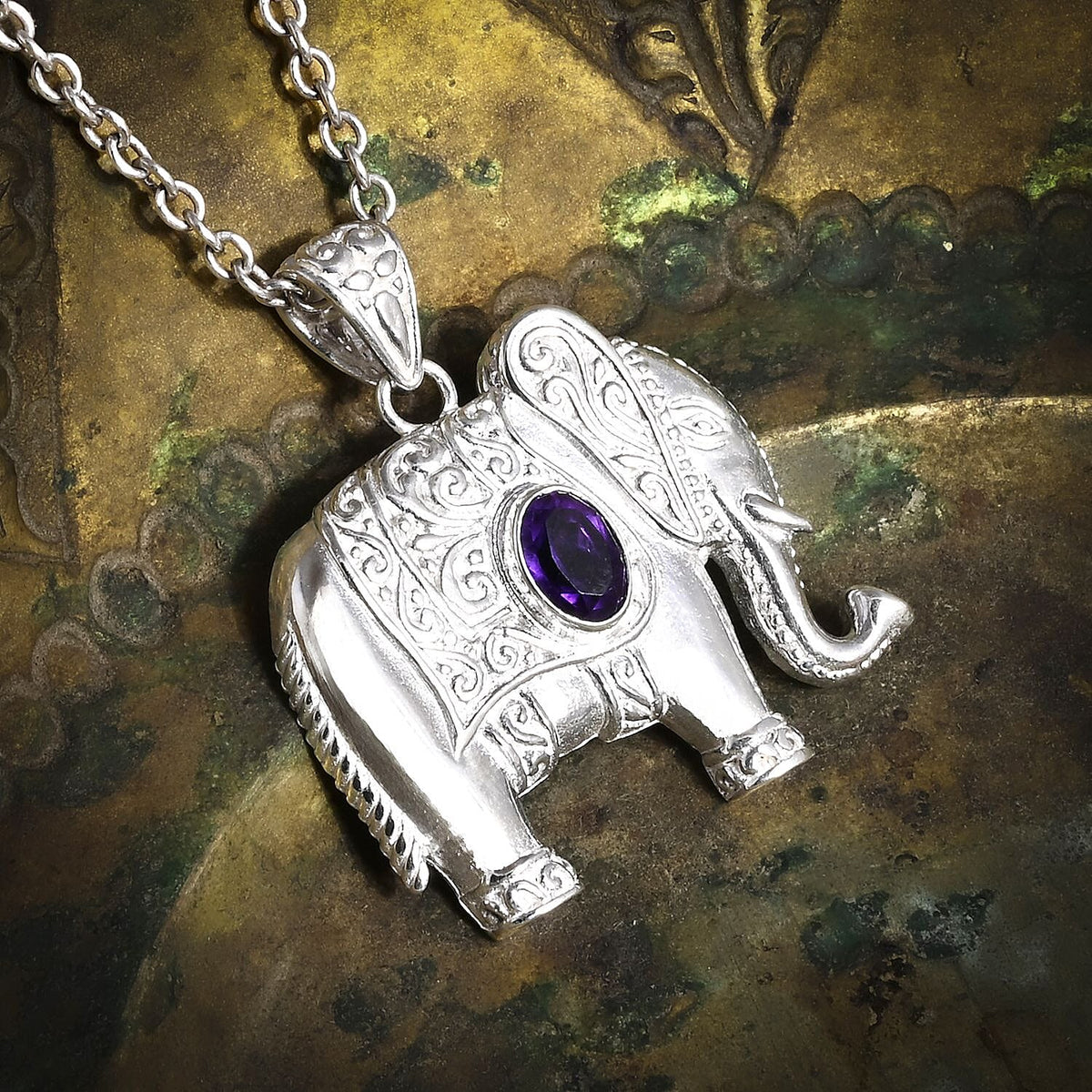 Bali Legacy African Amethyst Elephant Pendant Sterling Silver, Silver Wt. 6.27 Gms. 8285687 1