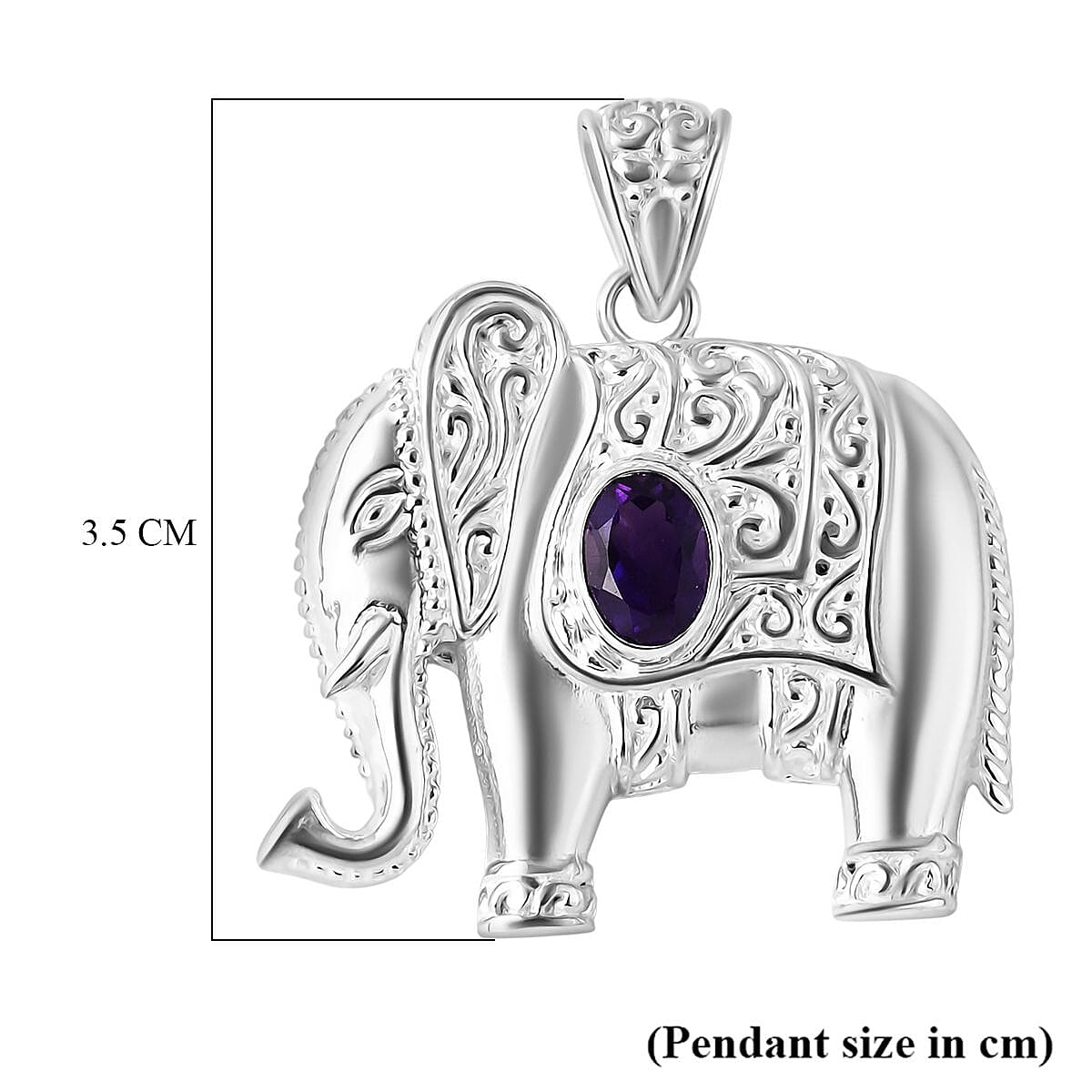 Bali Legacy African Amethyst Elephant Pendant Sterling Silver, Silver Wt. 6.27 Gms. 8285687 5