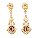 D'Joy - AAA African Amethyst, Peridot & White Zircon Solitaire Earring with Push Back in Yellow Gold Plated Sterling Silver 4.87 Ct.