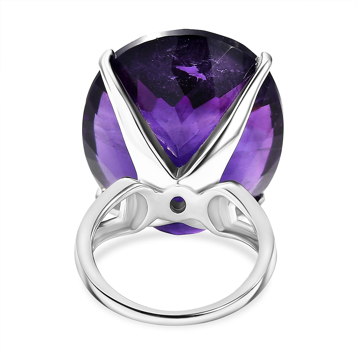 D'Joy 46.77 Ct. African Amethyst Solitaire Ring in Rhodium Overlay Sterling Silver 8316279 5