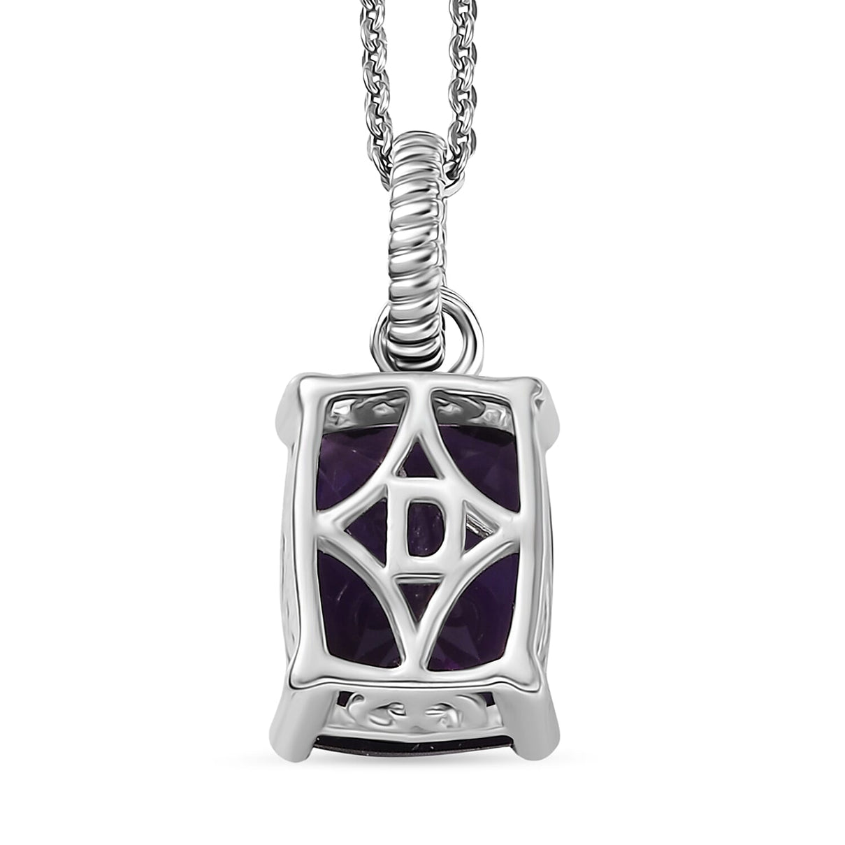 D'Joy - AAA African Amethyst Solitaire Pendant with Chain (Size 20) in Platinum Overlay Sterling Silver 2.23 Ct. V32513292 5