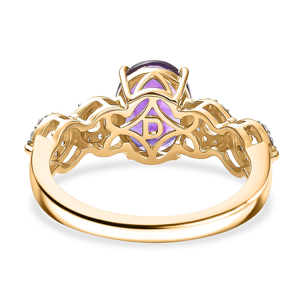D'Joy African Amethyst, White Zircon Ring in 18K Vermeil Yellow Gold Plated Sterling Silver 2.08 Ct. 8292003 5