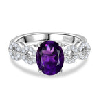 D'Joy African Amethyst & White Zircon Ring in Rhodium Overlay Sterling Silver 2.08 Ct.