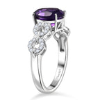 D'Joy African Amethyst & White Zircon Ring in Rhodium Overlay Sterling Silver 2.08 Ct.