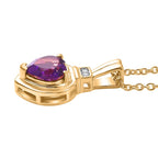D'Joy - AAA African Amethyst & White Zircon Solitaire Pendant in Yellow Gold Plated Sterling Silver with Chain (Size 20) 1.65 Ct.
