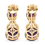 D'Joy AAA African Amethyst & White Zircon Solitaire Stud Push Post Earring in Yellow Gold Plated Sterling Silver 5.04 Ct.