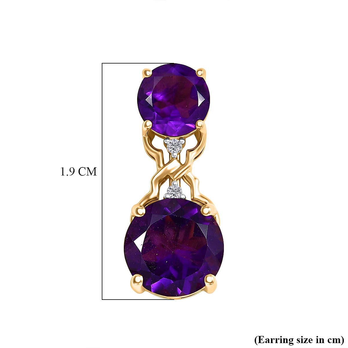 D'Joy AAA African Amethyst, White Zircon Drop Earring in Yellow Gold Plated Sterling Silver 5.04 Ct. 8438913 6