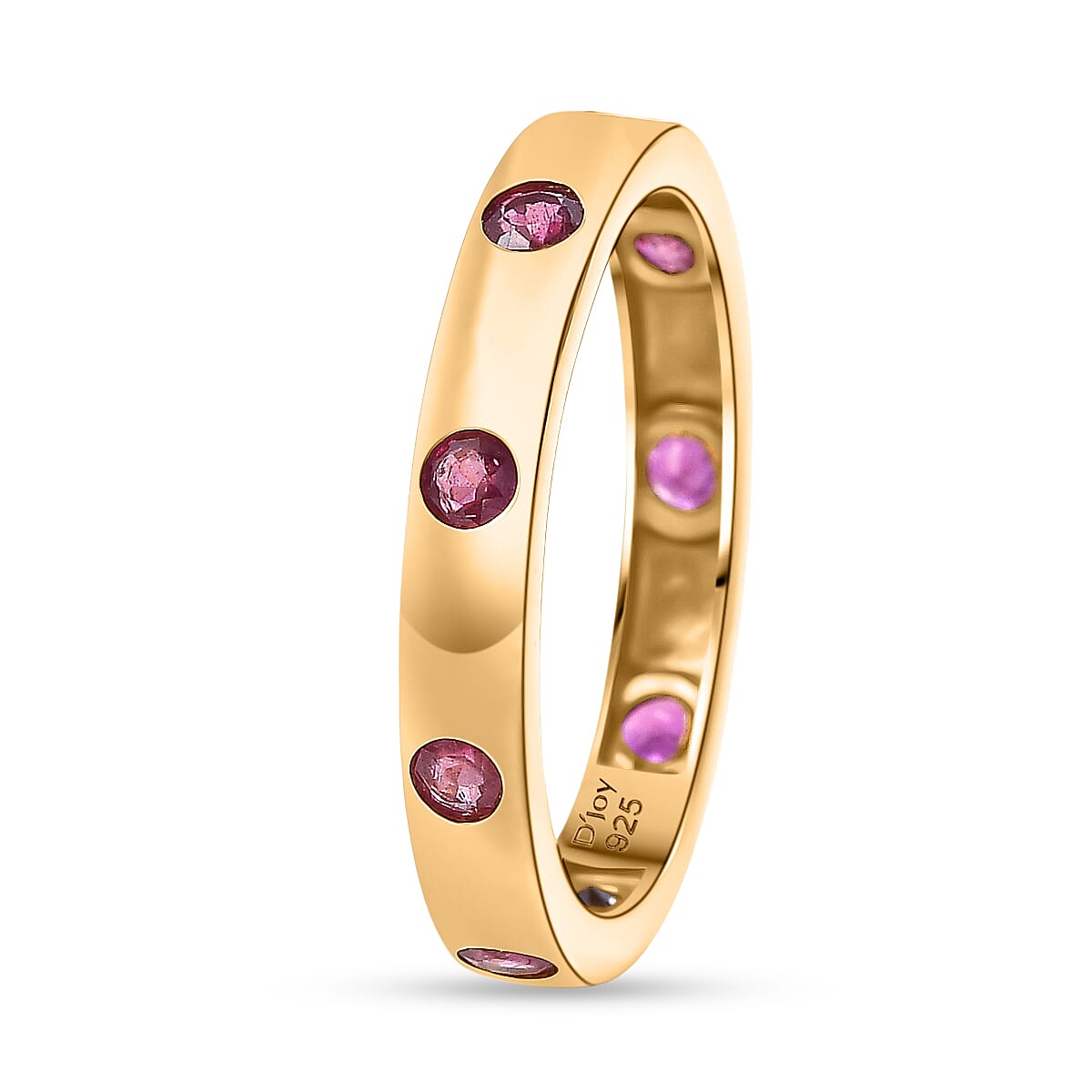 D'joy African Ruby Band Ring in Yellow Gold Plated Sterling Silver 8240189 3