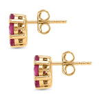 D'Joy African Ruby Cluster Floral Earring with Push Back in 18K Vermeil Yellow Gold Plated Sterling Silver 3.00 Ct.