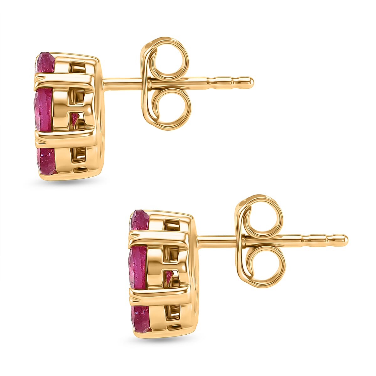 D'Joy African Ruby Cluster Floral Earring with Push Back in 18K Vermeil Yellow Gold Plated Sterling Silver 3.00 Ct. 8479216 4