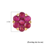 D'Joy African Ruby Cluster Floral Earring with Push Back in 18K Vermeil Yellow Gold Plated Sterling Silver 3.00 Ct.