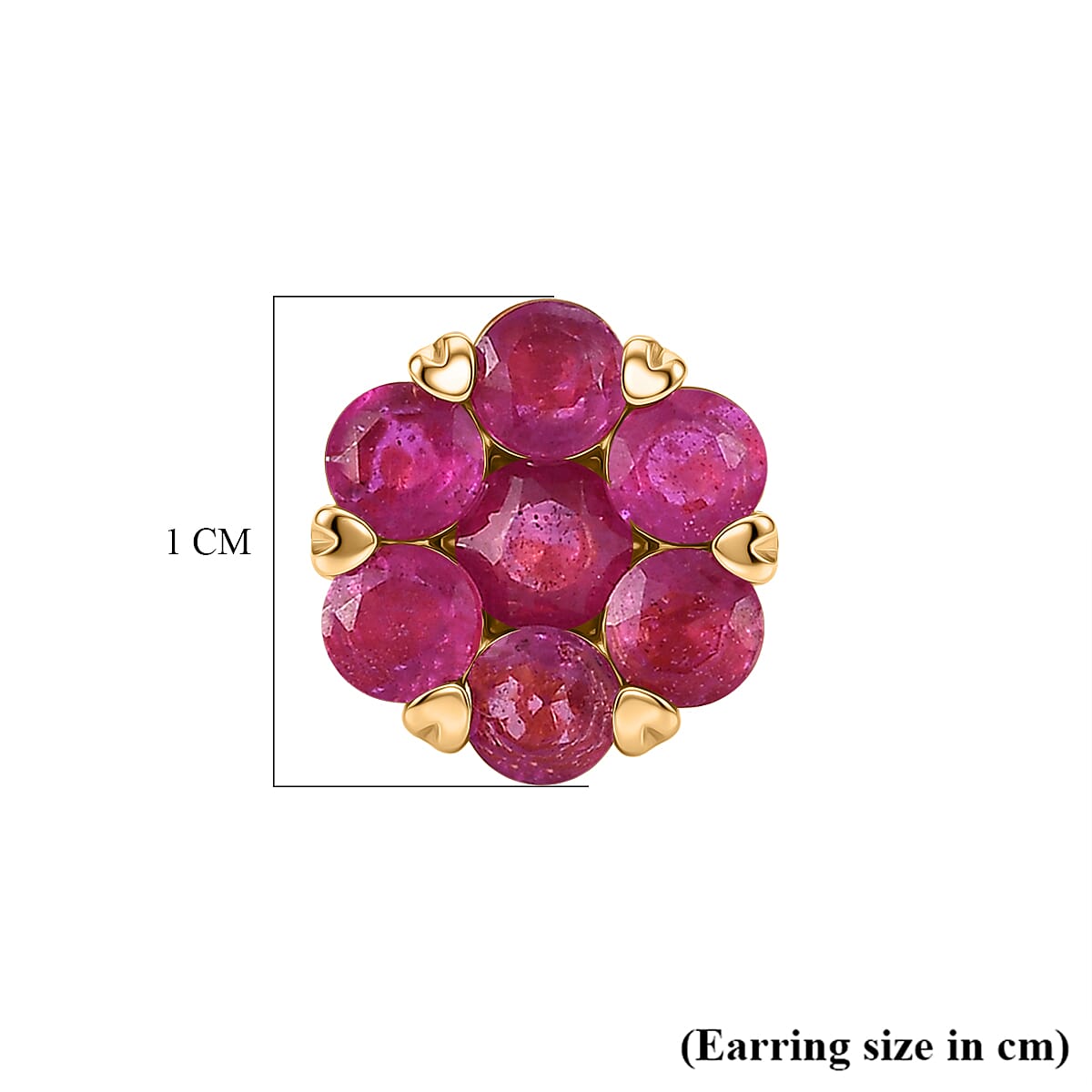 D'Joy African Ruby Cluster Floral Earring with Push Back in 18K Vermeil Yellow Gold Plated Sterling Silver 3.00 Ct. 8479216 5