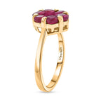 D'Joy African Ruby Cluster Floral Ring in 18K Vermeil Yellow Gold Plated Sterling Silver 2.08 Ct.