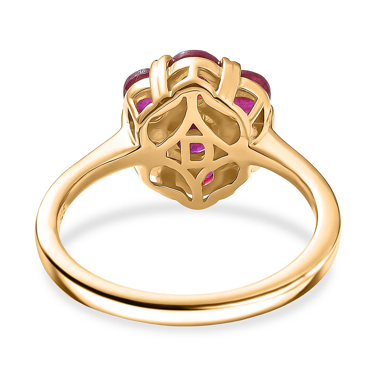 D'Joy African Ruby Floral Ring in 18K Vermeil Yellow Gold Plated Sterling Silver 2.08 Ct. 8478756 5