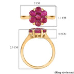 D'Joy African Ruby Cluster Floral Ring in 18K Vermeil Yellow Gold Plated Sterling Silver 2.08 Ct.
