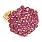 D'Joy African Ruby Cluster Ring in 18K Vermeil Yellow Gold Plated Sterling Silver 5.33 Ct