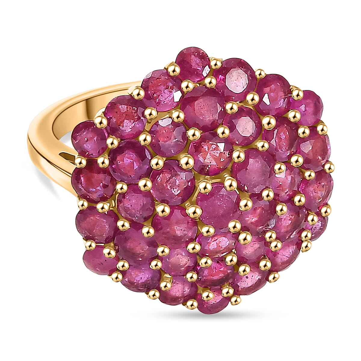 D'Joy African Ruby Cluster Ring in 18K Vermeil Yellow Gold Plated Sterling Silver 5.33 Ct V32528722 0