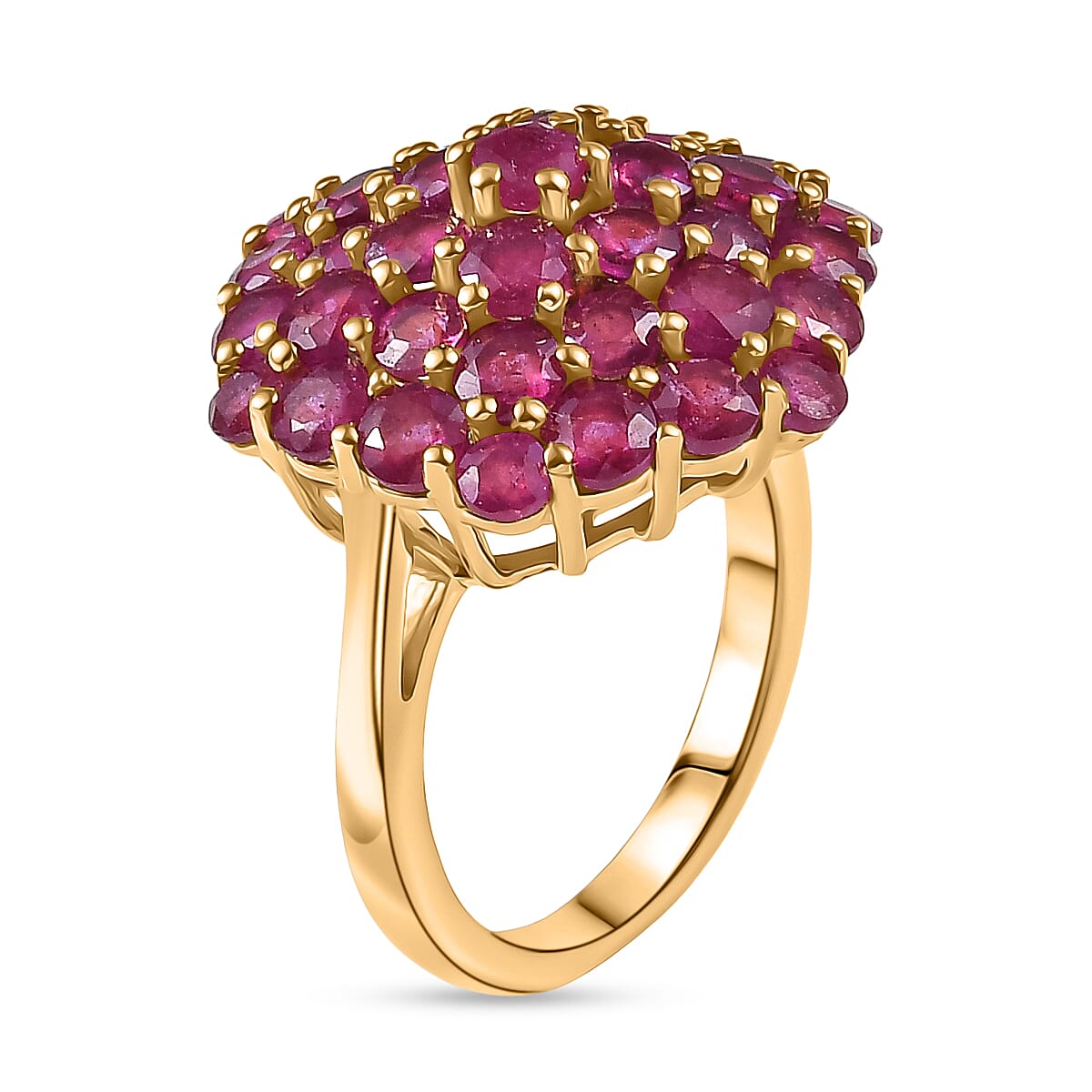 D'Joy African Ruby Cluster Ring in 18K Vermeil Yellow Gold Plated Sterling Silver 5.33 Ct V32528722 4