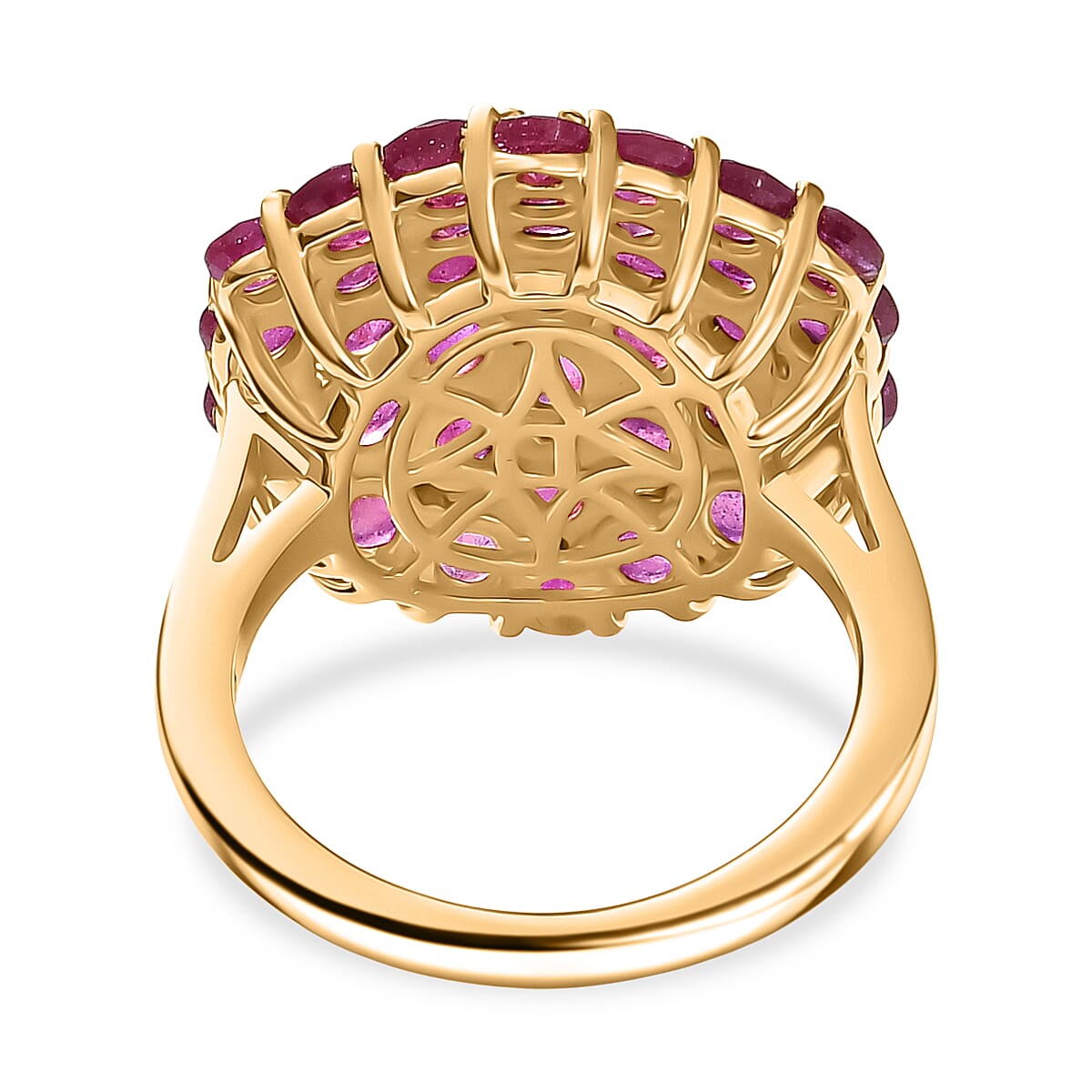 D'Joy African Ruby Cluster Ring in 18K Vermeil Yellow Gold Plated Sterling Silver 5.33 Ct V32528722 5