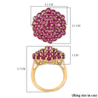 D'Joy African Ruby Cluster Ring in 18K Vermeil Yellow Gold Plated Sterling Silver 5.33 Ct