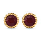 D'Joy African Ruby Earring with Push Back in Yellow Gold Plated Sterling Silver 1.00 Ct.