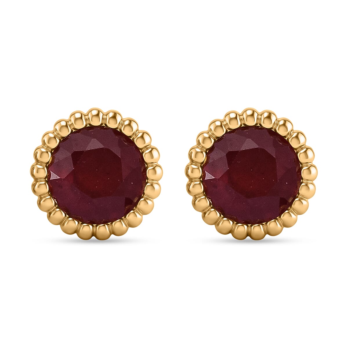 D'Joy African Ruby Earring with Push Back in Yellow Gold Plated  Sterling Silver 1.34 Ct. 8502459 0