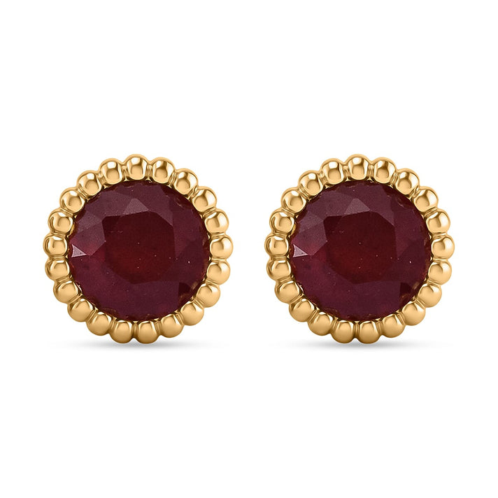 D'Joy African Ruby Earring with Push Back in Yellow Gold Plated  Sterling Silver 1.34 Ct. 8502459 1