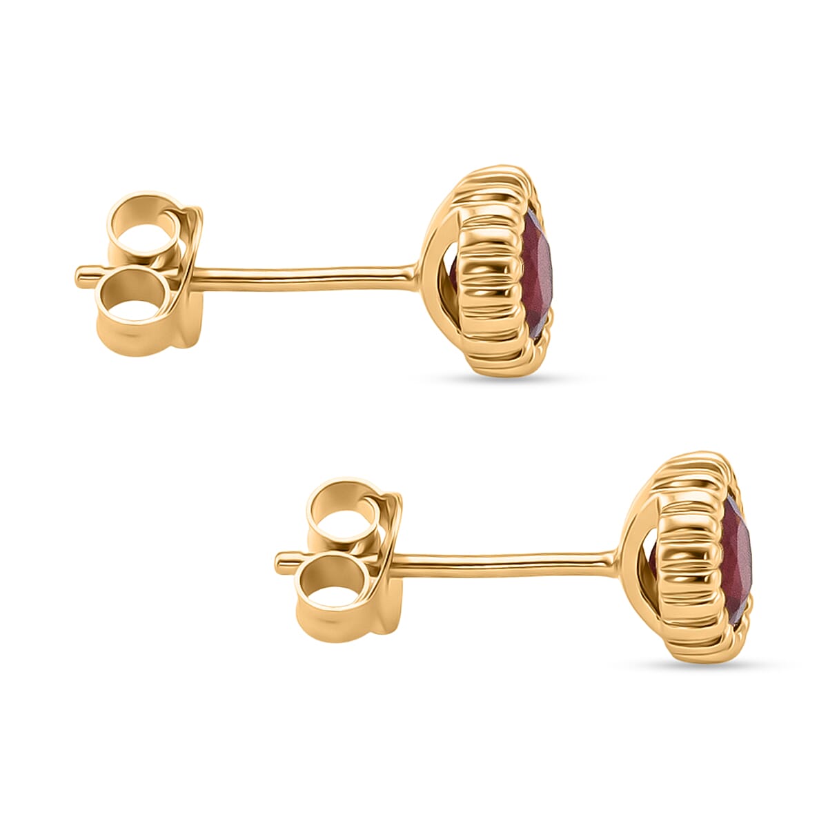 D'Joy African Ruby Earring with Push Back in Yellow Gold Plated  Sterling Silver 1.34 Ct. 8502459 4