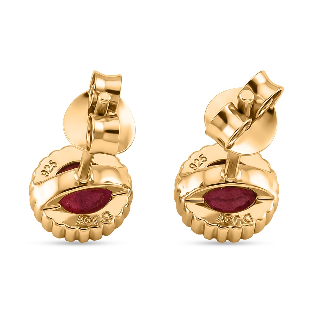 D'Joy African Ruby Earring with Push Back in Yellow Gold Plated  Sterling Silver 1.34 Ct. 8502459 5