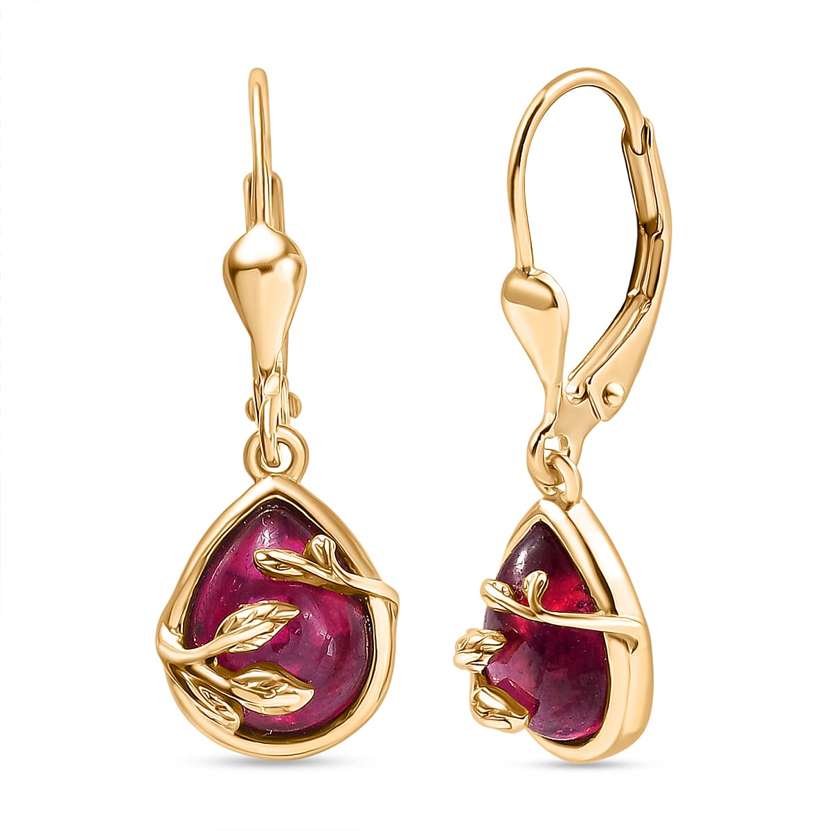D'Joy Cabo Delgado Ruby Earring with Lever Back in Yellow Gold Plated Sterling Silver 5.09 Ct. 8280271 0