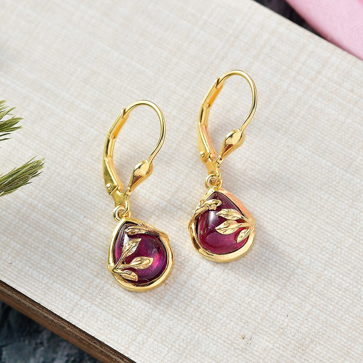 D'Joy Cabo Delgado Ruby Earring with Lever Back in Yellow Gold Plated Sterling Silver 5.09 Ct. 8280271 2