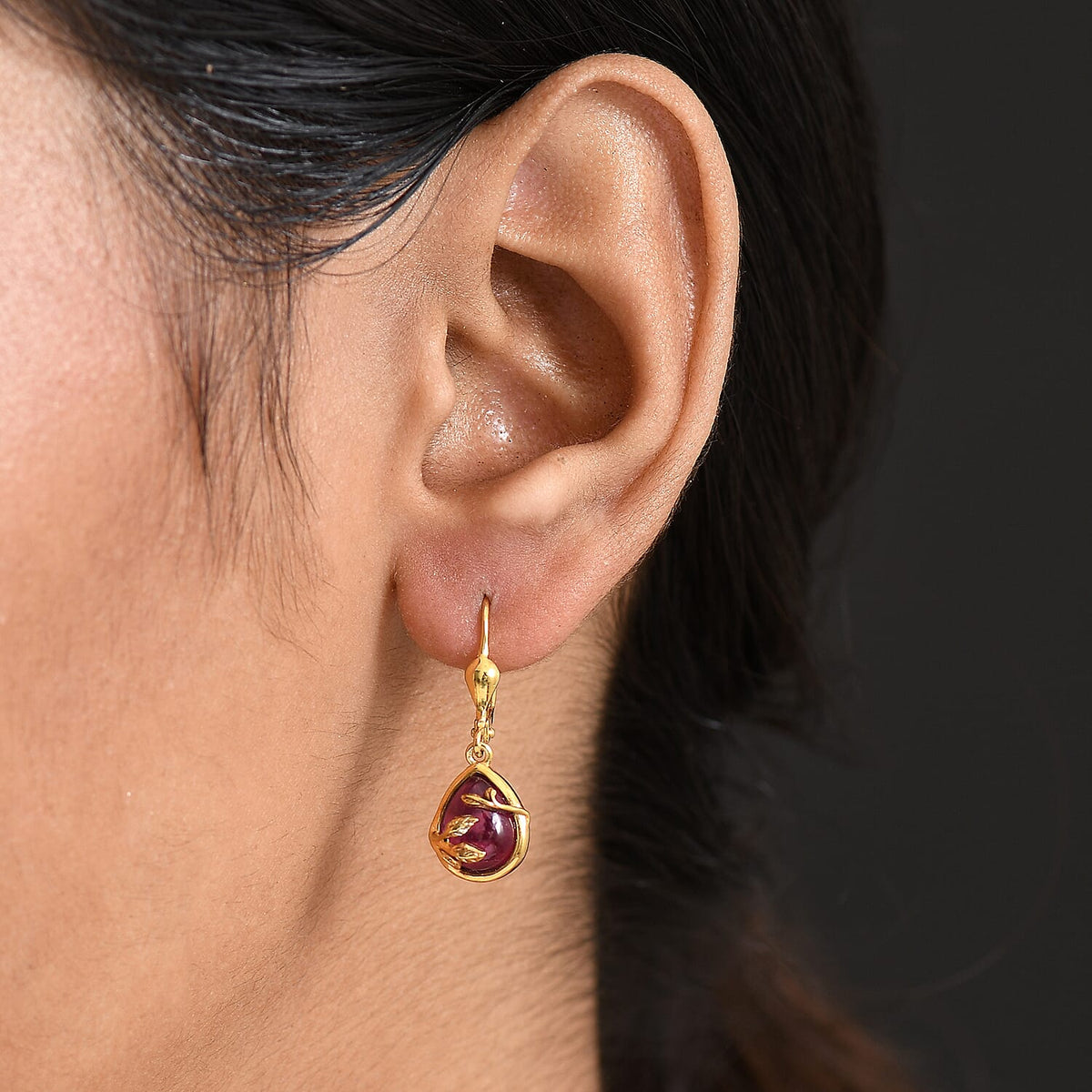 D'Joy Cabo Delgado Ruby Earring with Lever Back in Yellow Gold Plated Sterling Silver 5.09 Ct. 8280271 3