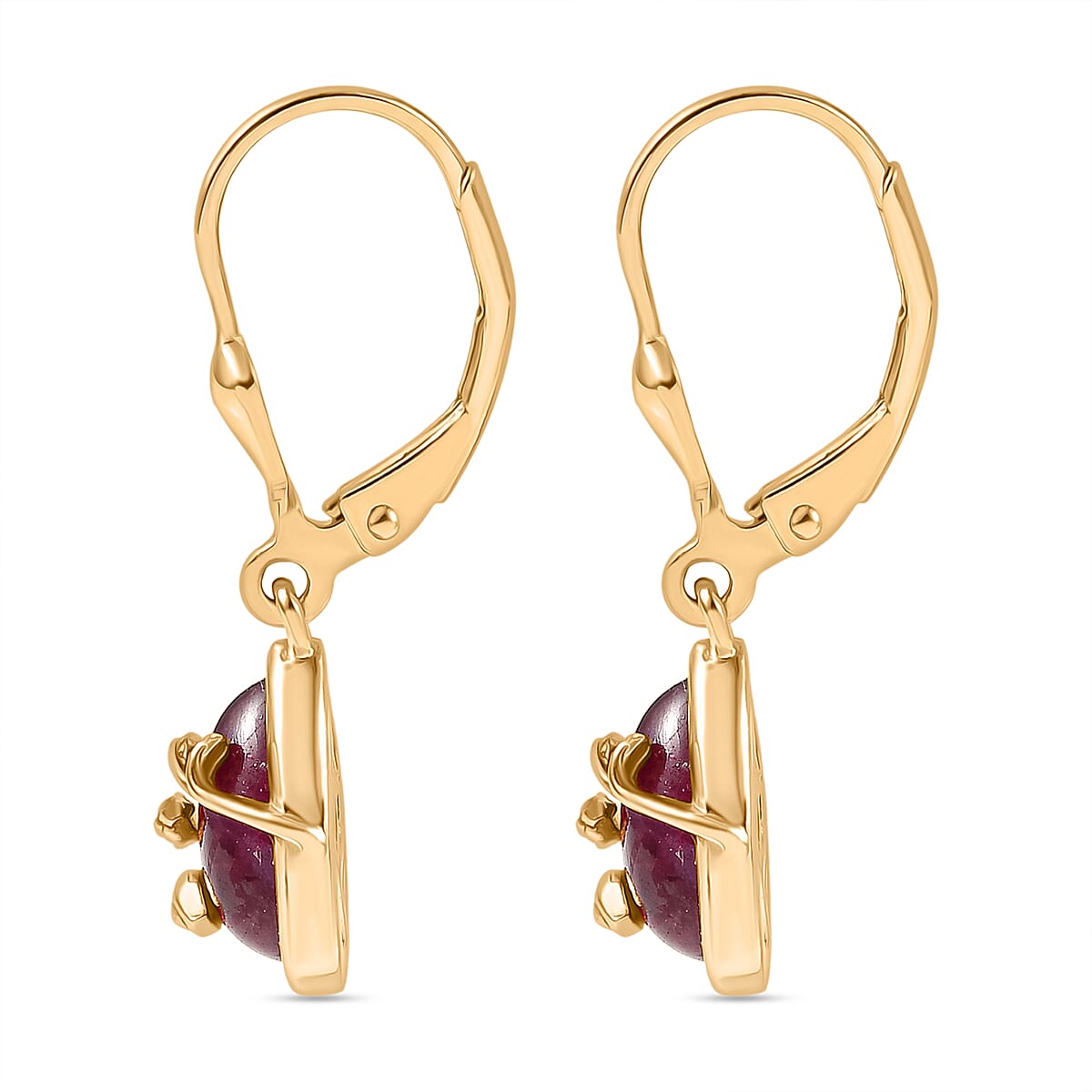 D'Joy Cabo Delgado Ruby Earring with Lever Back in Yellow Gold Plated Sterling Silver 5.09 Ct. 8280271 4