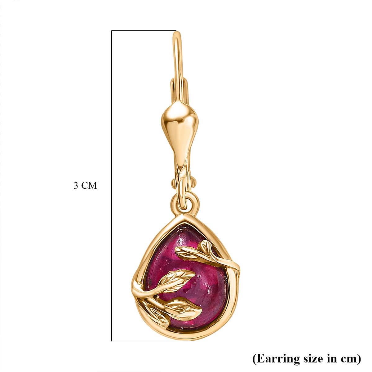 D'Joy Cabo Delgado Ruby Earring with Lever Back in Yellow Gold Plated Sterling Silver 5.09 Ct. 8280271 6