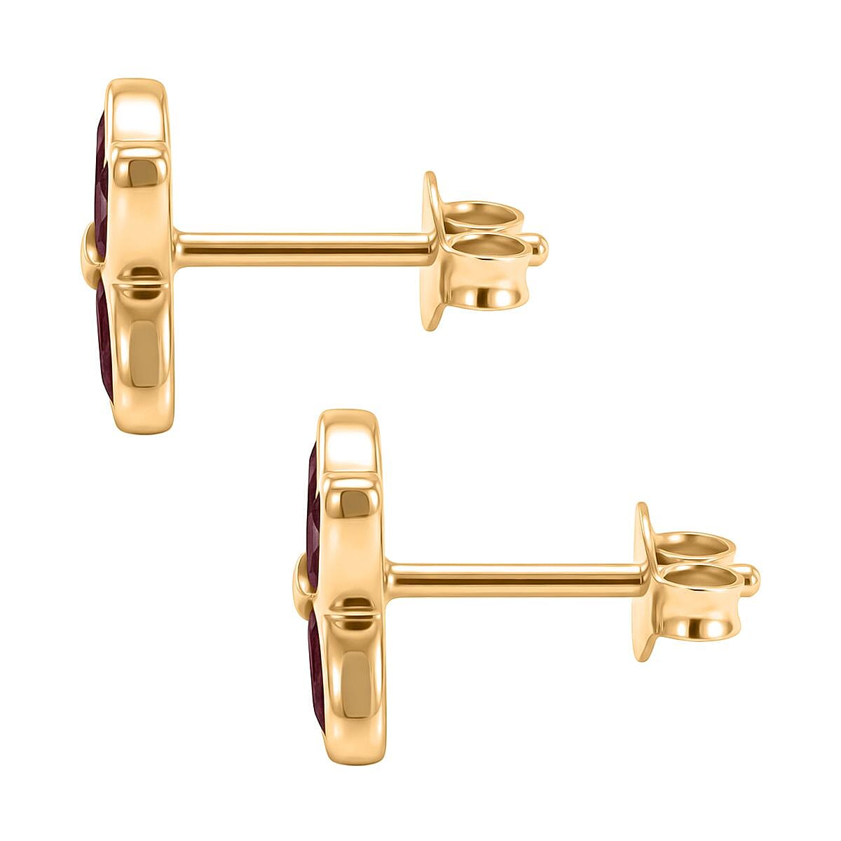 D'Joy African Ruby Floral Push Post Earring in Yellow Gold Plated Sterling Silver 1.84 Ct. 8502442 4
