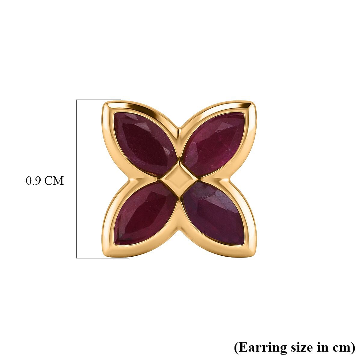 D'Joy African Ruby Floral Push Post Earring in Yellow Gold Plated Sterling Silver 1.84 Ct. 8502442 6