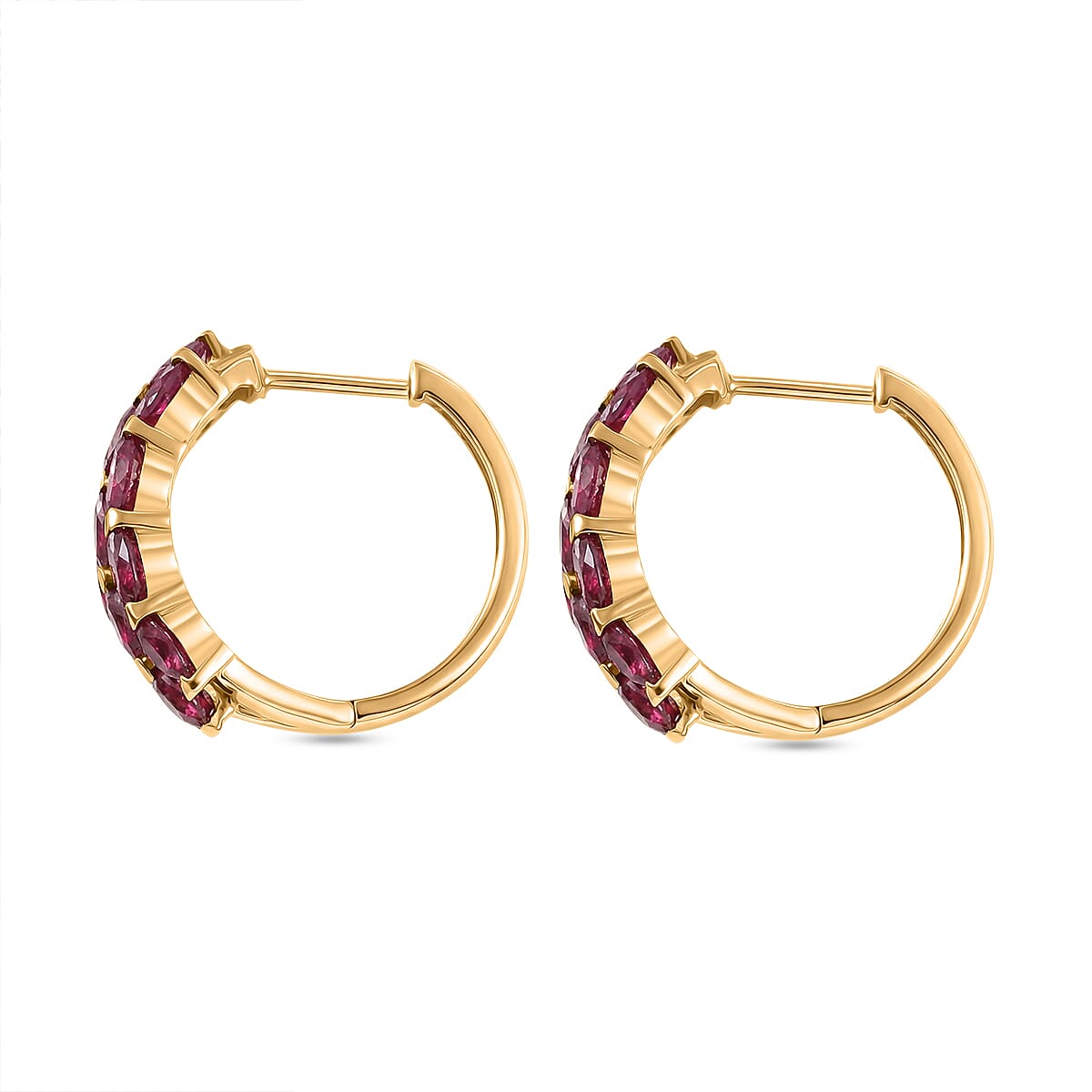 D'Joy African Ruby Hoop Earring in 18K Vermeil Yellow Gold Plated Sterling Silver 7.16 Ct. 8500894 4