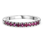 D'Joy African Ruby Half Eternity Band Ring in Rhodium Overlay Sterling Silver 0.62 Ct.