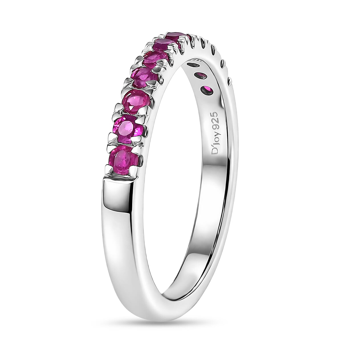 D'Joy African Ruby Half Eternity Band Ring in Rhodium Overlay Sterling Silver 0.62 Ct. 8531887 4