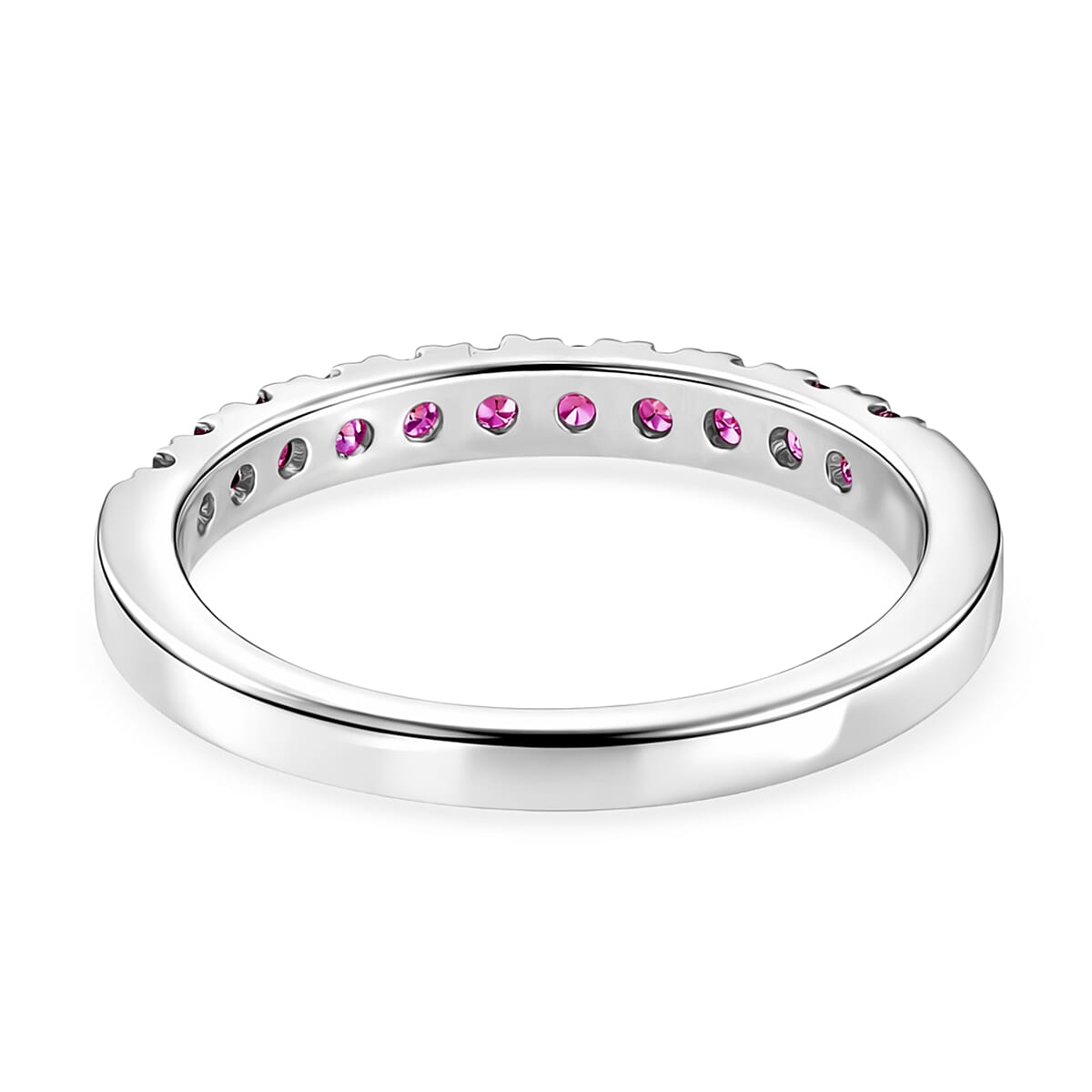 D'Joy African Ruby Half Eternity Band Ring in Rhodium Overlay Sterling Silver 0.62 Ct. 8531887 5