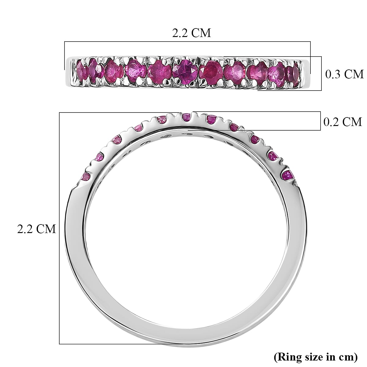 D'Joy African Ruby Half Eternity Band Ring in Rhodium Overlay Sterling Silver 0.62 Ct. 8531887 6