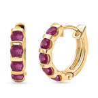 D'Joy African Ruby Huggie Hoop Earring with Clasp in Yellow Gold Plated Sterling Silver 1.50 Ct.