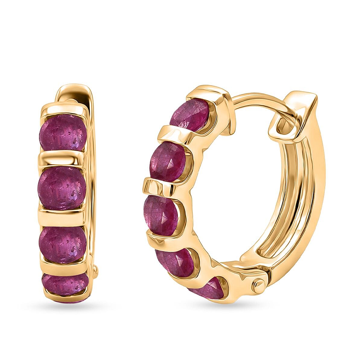 D'Joy African Ruby Hoop Earring in Yellow Gold Plated Sterling Silver 1.70 Ct. 8502453 0