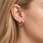 D'Joy African Ruby Huggie Hoop Earring with Clasp in Yellow Gold Plated Sterling Silver 1.50 Ct.