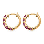 D'Joy African Ruby Huggie Hoop Earring with Clasp in Yellow Gold Plated Sterling Silver 1.50 Ct.