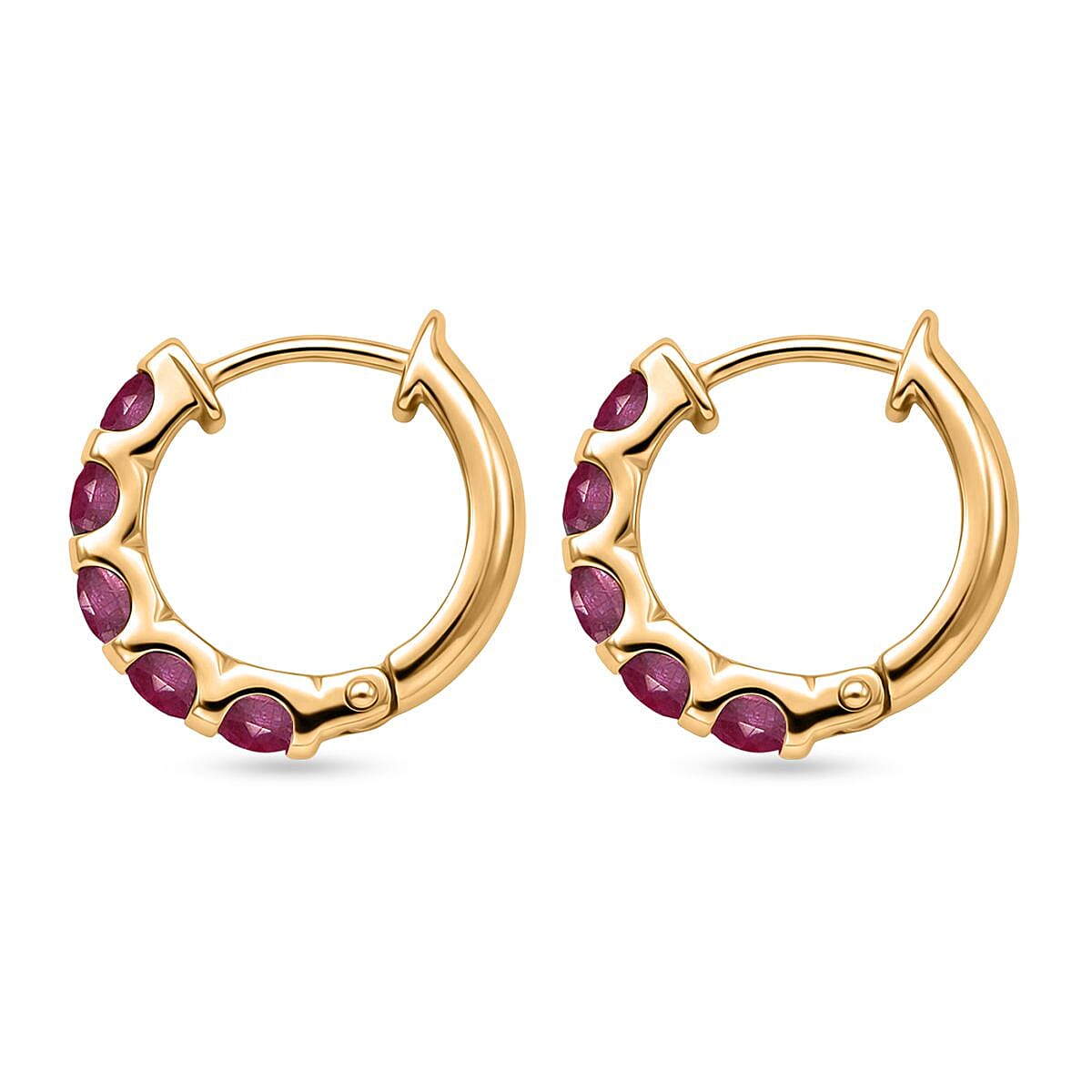D'Joy African Ruby Hoop Earring in Yellow Gold Plated Sterling Silver 1.70 Ct. 8502453 4