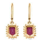 Premier African Ruby (4.5 Ct.) & SI-GH Lab Grown Diamond (0.60 Ct.) Halo Earring with Lever Back in 18K Vermeil Yellow Gold Plated Sterling Silver 5.00 Ct.